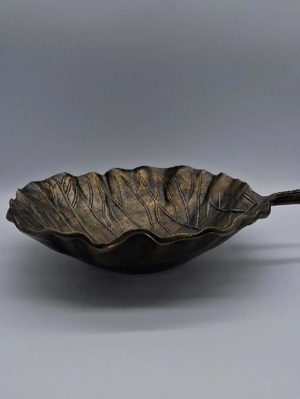 Pier 1 Gingko Leaf Serving Bowl Bronze Gold Tone 12
